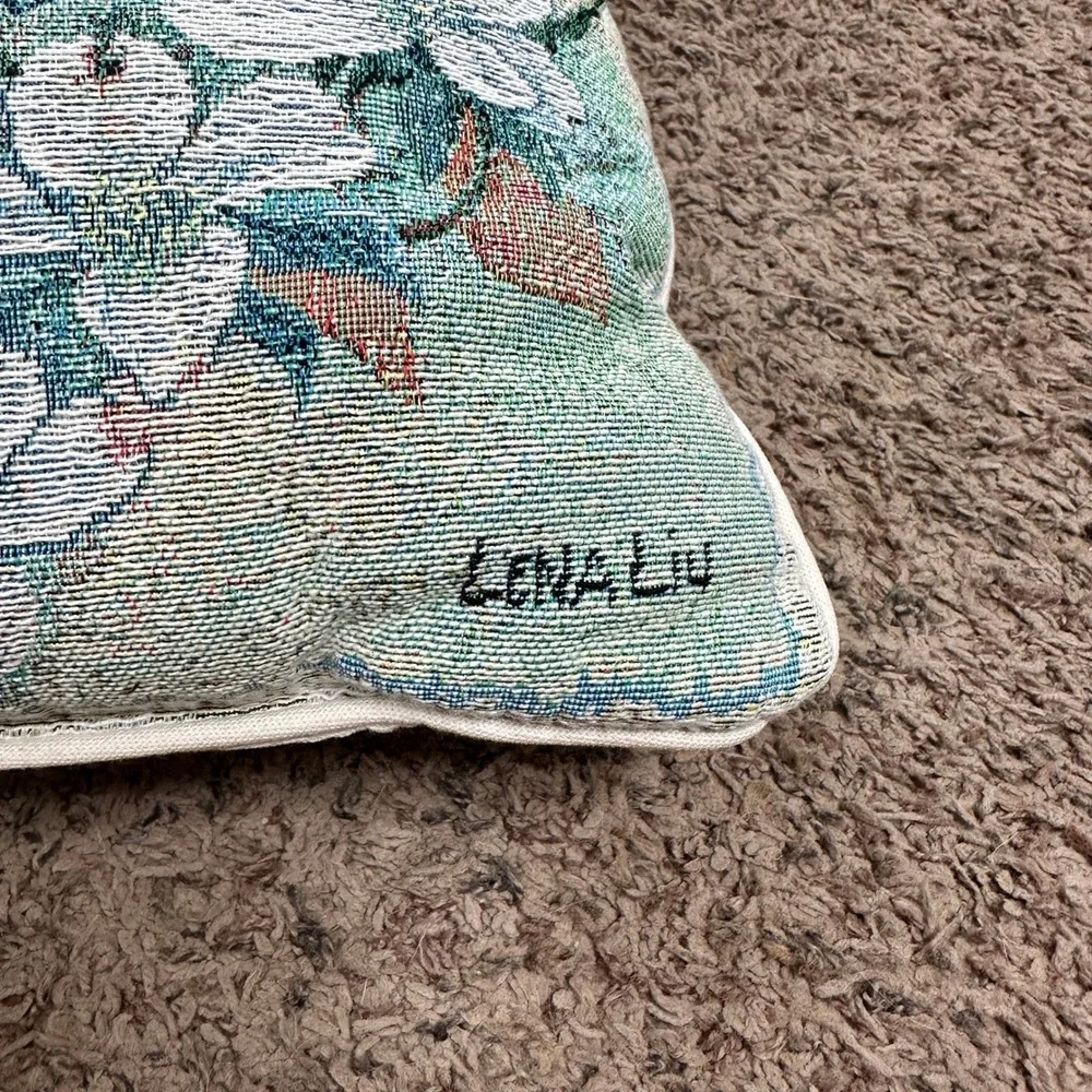 Lena Liu Cardinal Family Tapestry Throw Pillow Bird Floral Woven Accent 15